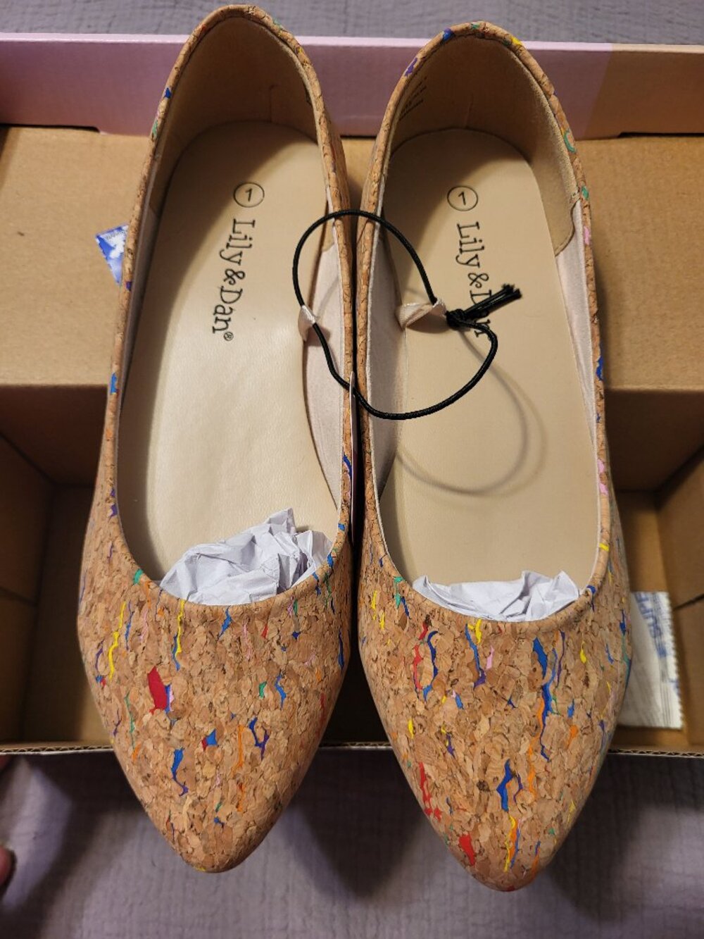 NIB Girls Cork Flats, size 1